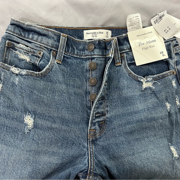 ABERCROMBIE & FITCH • The Mom High Rise Jean • Blue • sz 28/ 6s •’ - Picture 5 of 8